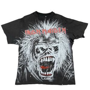 Vintage 1991 Iron Maiden Eddie Claw AOP Thrashed T-Shirt